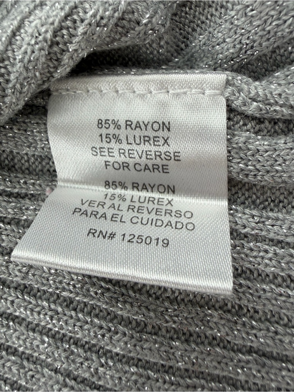 Joseph A Silver Gray Ribbed Cowl Neck Sweater XL Metallic - Picture 7 of 11
